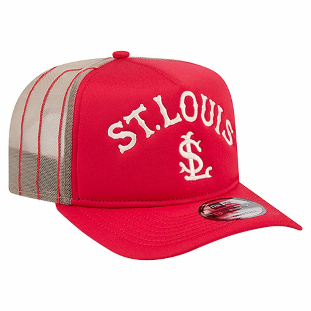 St. Louis Cardinals Vintage Arched Foam Front 9FIFTY A-Frame Adjustable Trucker Hat - Red | New Era