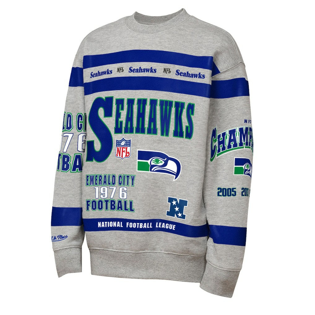 Seattle Seahawks Youth Throwback All-Over Print Fleece Sweatshirt - Gray on sale