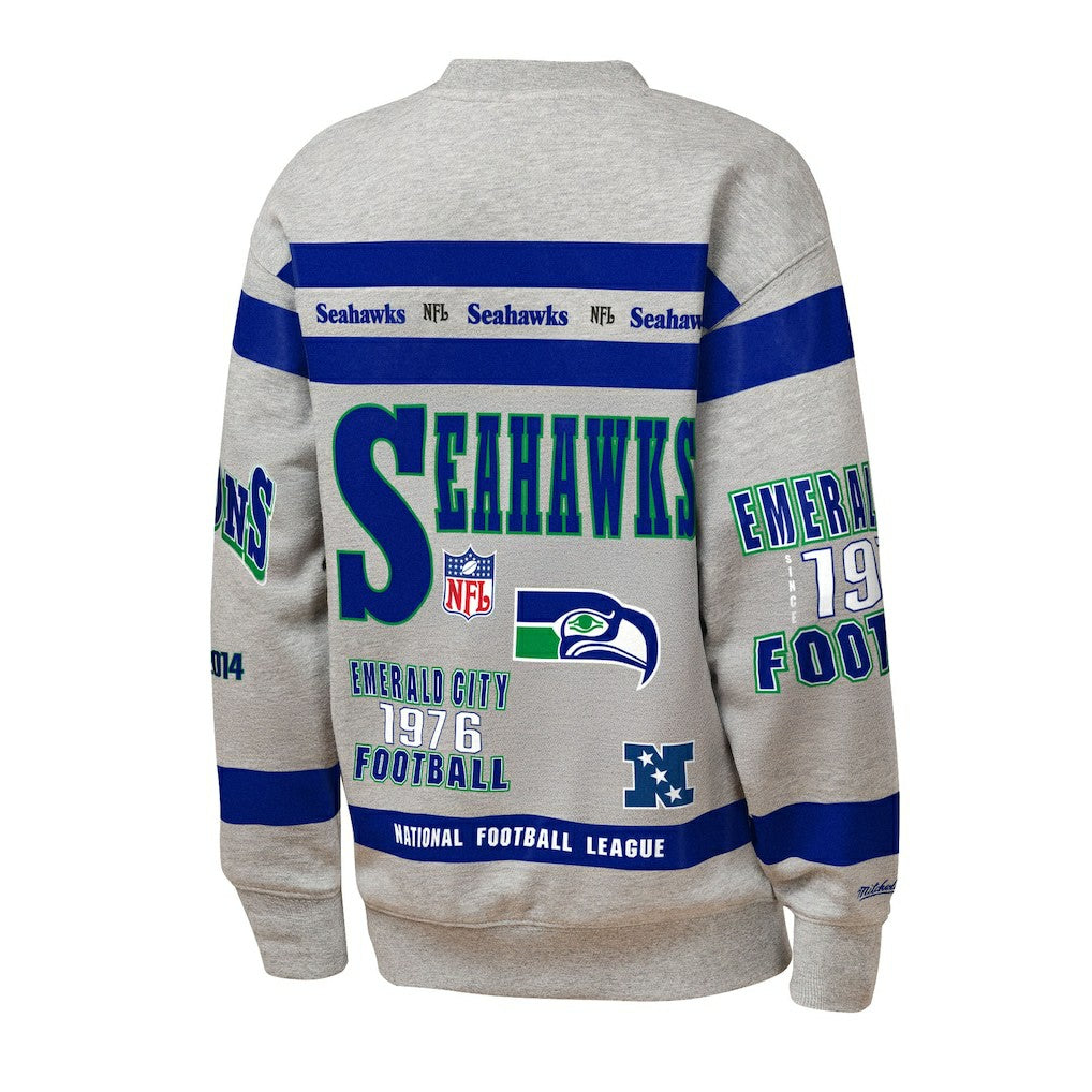 Seattle Seahawks Youth Throwback All-Over Print Fleece Sweatshirt - Gray on sale