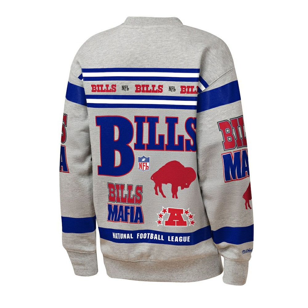 Buffalo Bills Youth Throwback All-Over Print Fleece Sweatshirt - Gray outlet