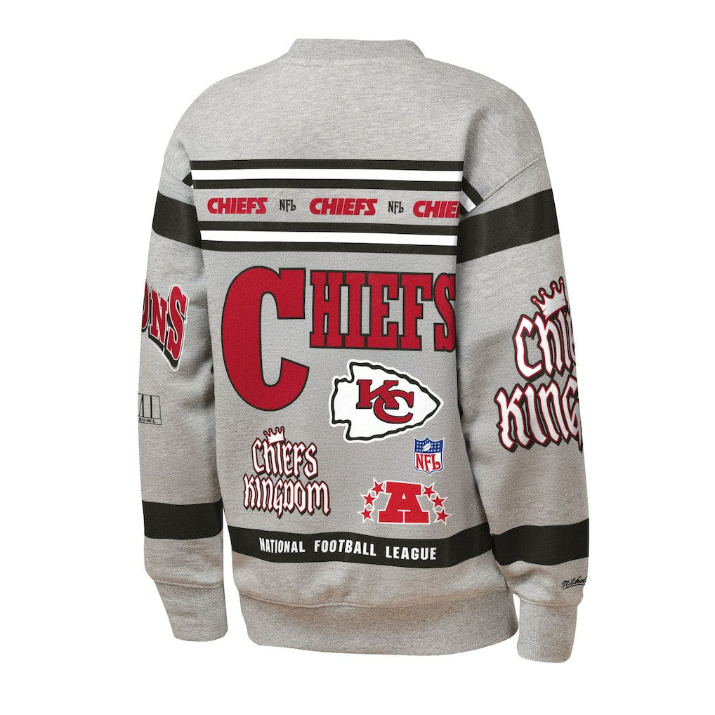 Kansas City Chiefs Youth Throwback All-Over Print Fleece Sweatshirt - Gray cheap
