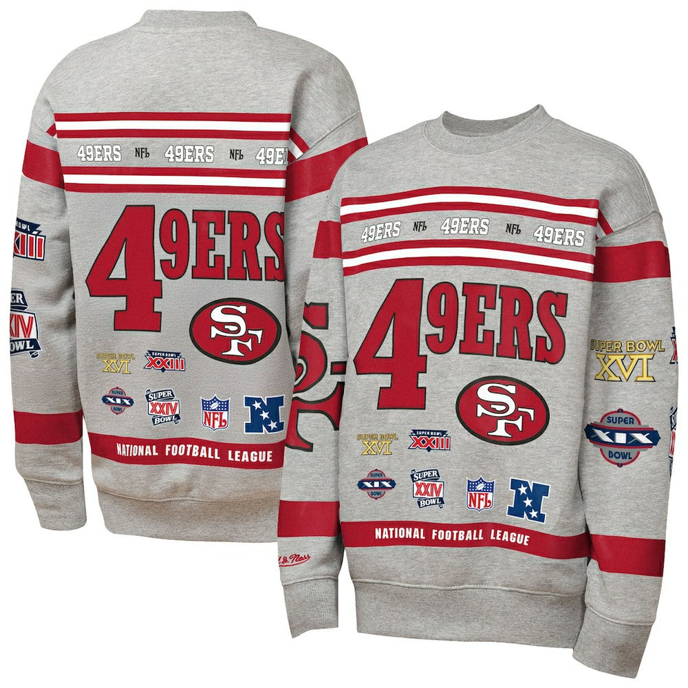 San Francisco 49ers Youth Throwback All-Over Print Fleece Sweatshirt - Gray discount