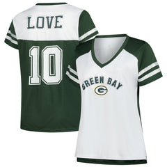 Jordan Love Green Bay Packers Women's Plus Size Bling V-Neck T-Shirt - White sale