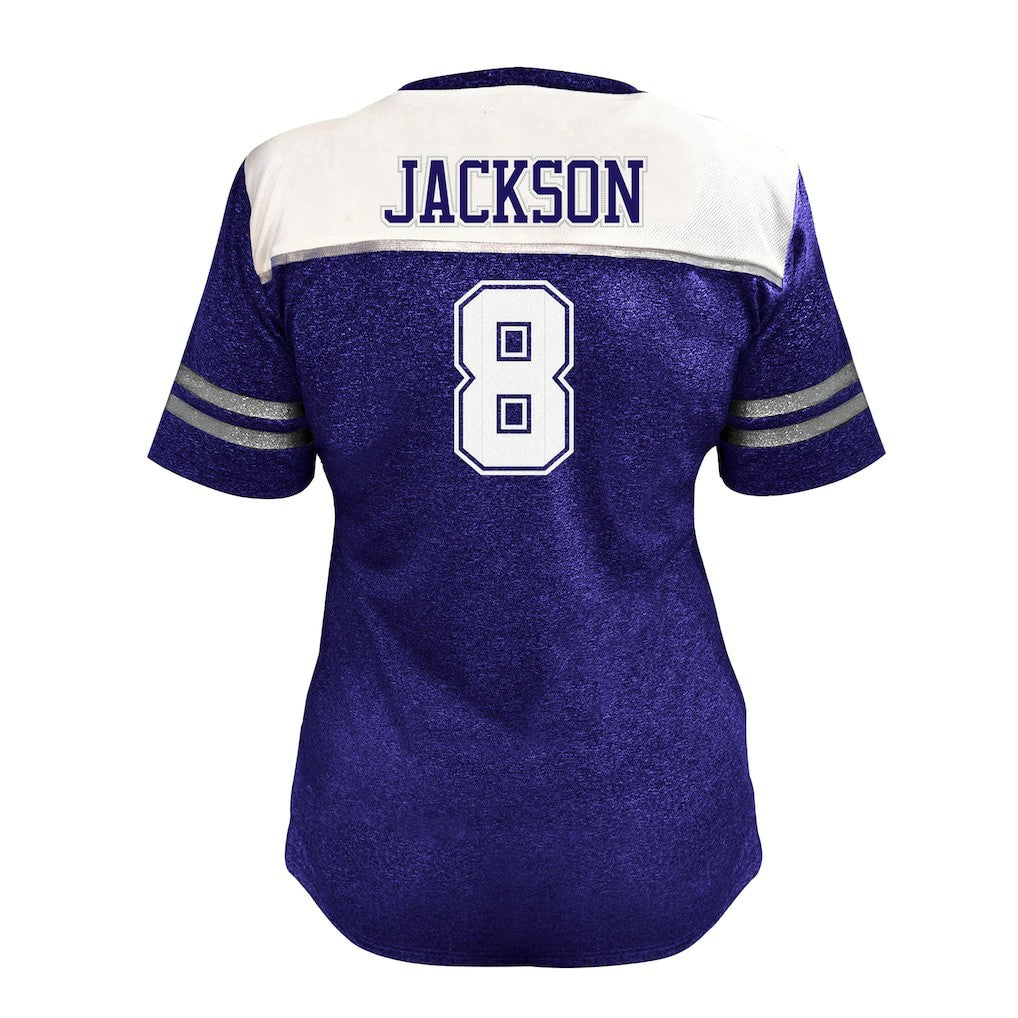 Lamar Jackson Baltimore Ravens Women's Plus Size Bling V-Neck T-Shirt - White for sale