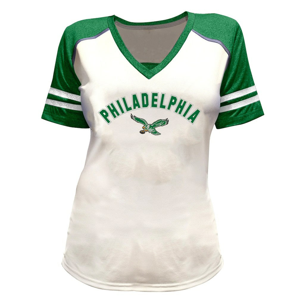 Saquon Barkley Philadelphia Eagles Women's Plus Size Bling V-Neck T-Shirt - White online