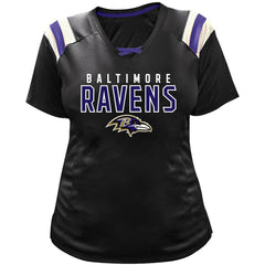 Lamar Jackson Baltimore Ravens Women's Plus Size Name & Number Raglan Lace V-Neck T-Shirt - Black sale