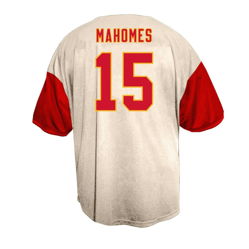 Patrick Mahomes Kansas City Chiefs Big & Tall Baseball Button-Up Shirt - Cream discount
