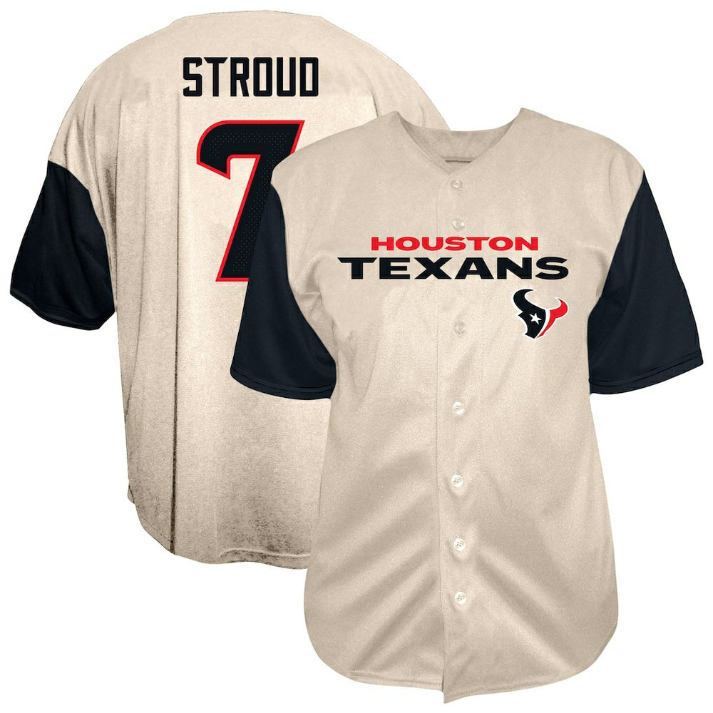 C.J. Stroud Houston Texans Big & Tall Baseball Button-Up Shirt - Cream outlet