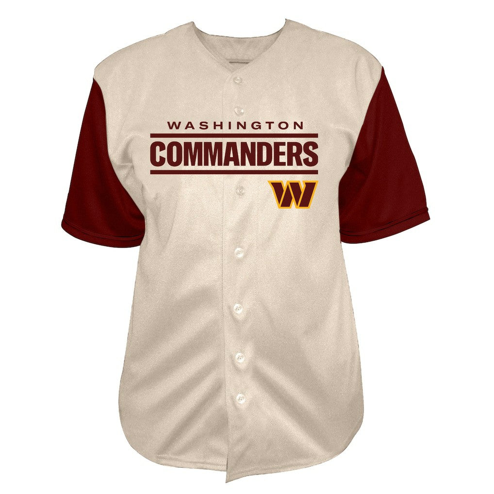 Jayden Daniels Washington Commanders Big & Tall Baseball Button-Up Shirt - Cream discount