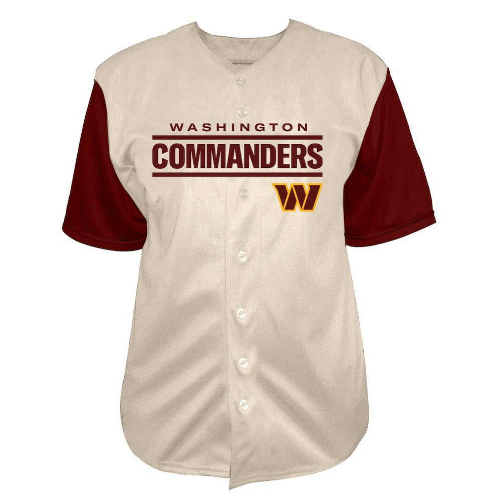 Jayden Daniels Washington Commanders Big & Tall Baseball Button-Up Shirt - Cream discount
