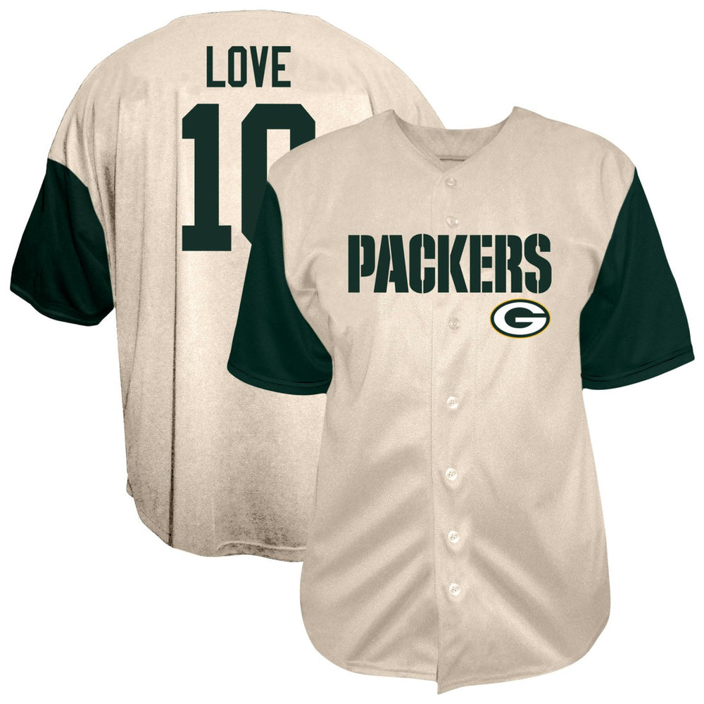 Jordan Love Green Bay Packers Big & Tall Baseball Button-Up Shirt - Cream sale