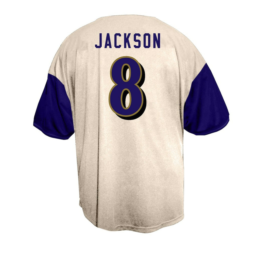 Lamar Jackson Baltimore Ravens Big & Tall Baseball Button-Up Shirt - Cream online