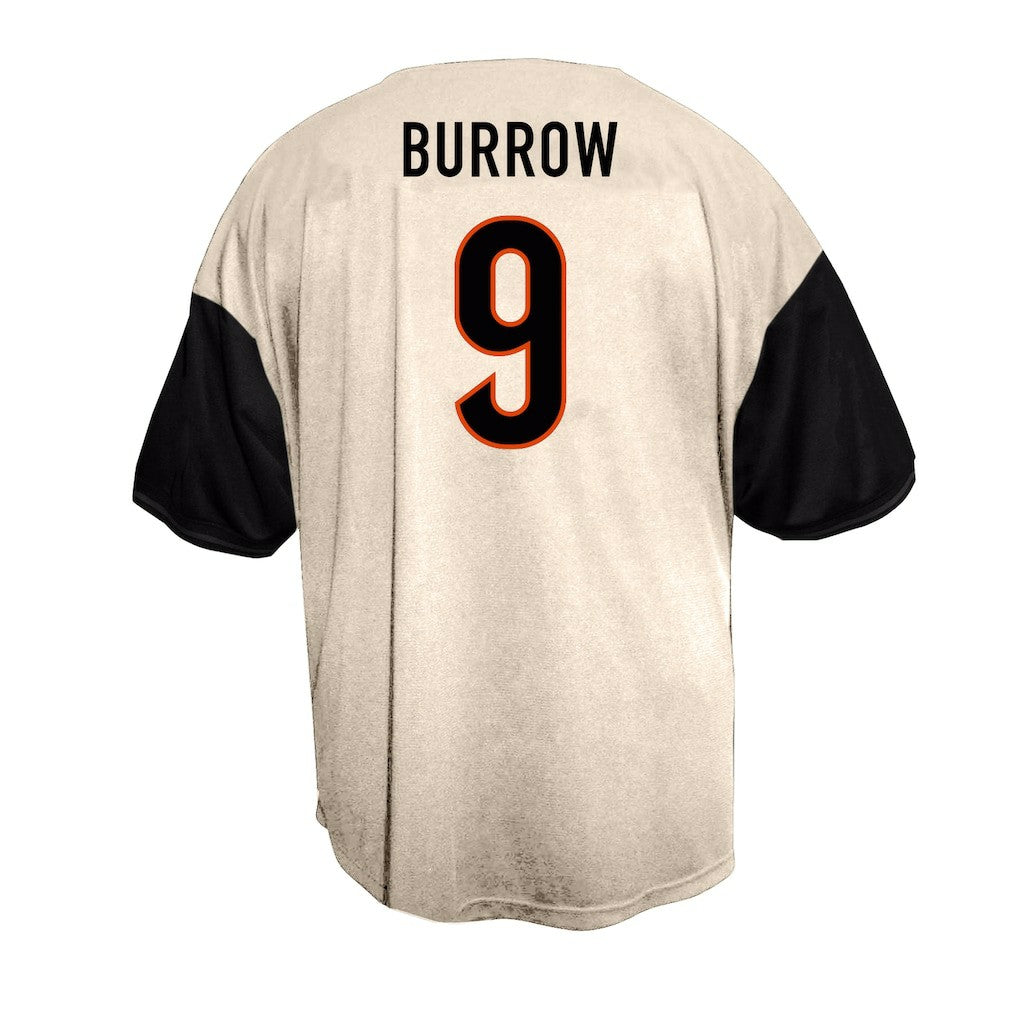 Joe Burrow Cincinnati Bengals Big & Tall Baseball Button-Up Shirt - Cream on sale
