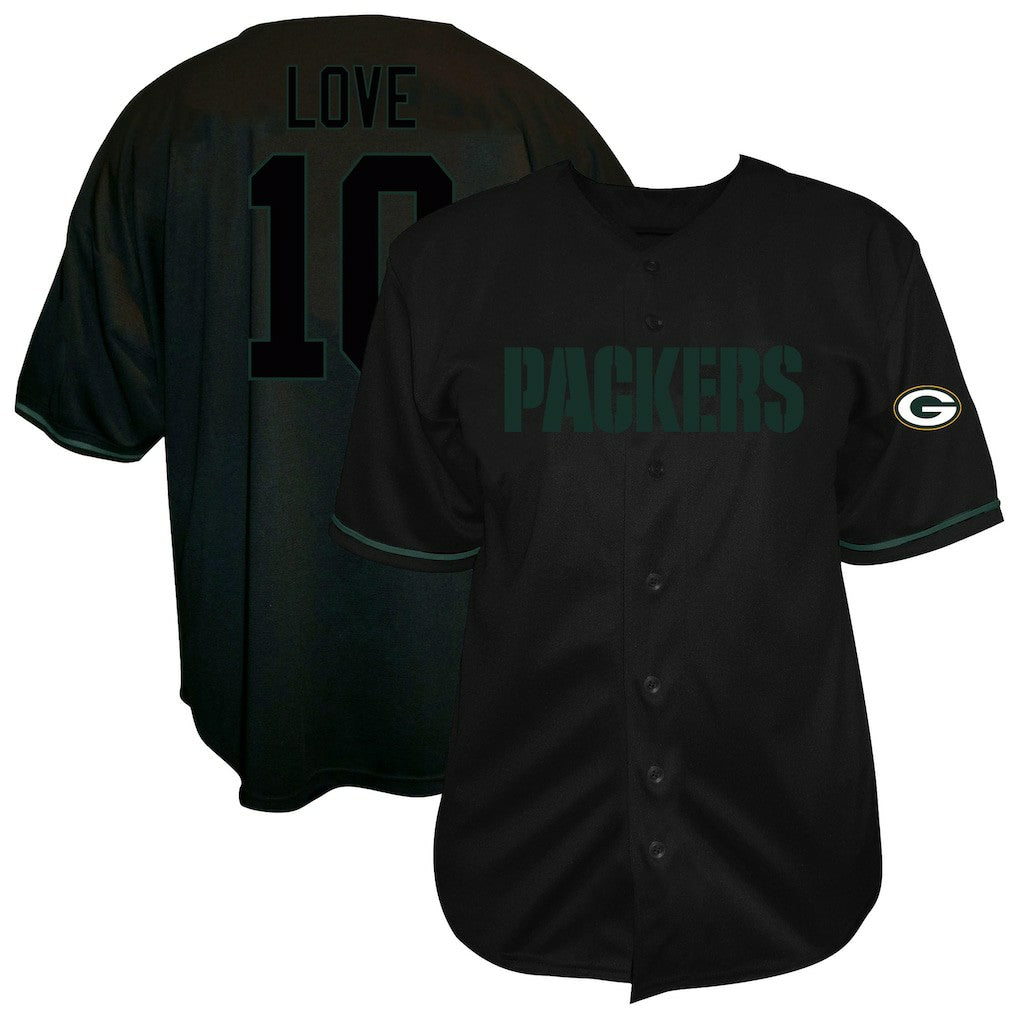 Jordan Love Green Bay Packers Big & Tall Baseball Button-Up Shirt - Black cheap