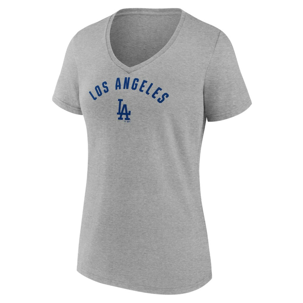 Los Angeles Dodgers Women's V-Neck T-Shirt - Heather Gray