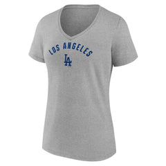 Los Angeles Dodgers Women's V-Neck T-Shirt - Heather Gray