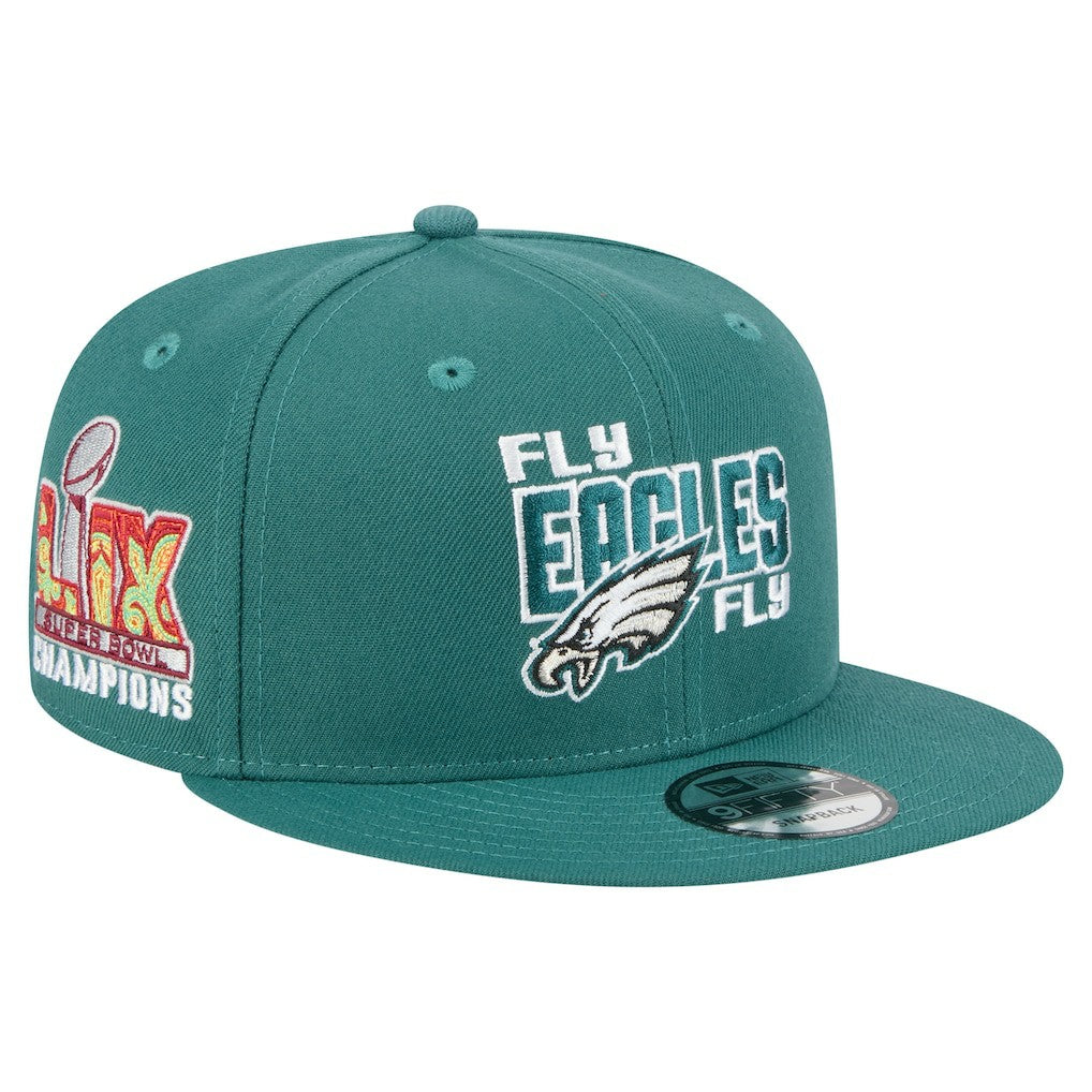 Philadelphia Eagles New Era Super Bowl LIX Champions Side Patch 9FIFTY Snapback Hat - Midnight Green discount