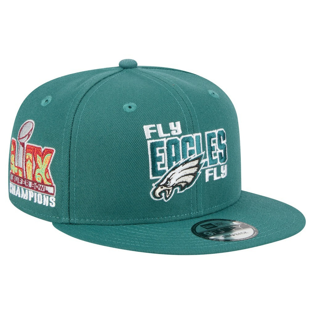 Philadelphia Eagles New Era Super Bowl LIX Champions Side Patch 9FIFTY Snapback Hat - Midnight Green discount