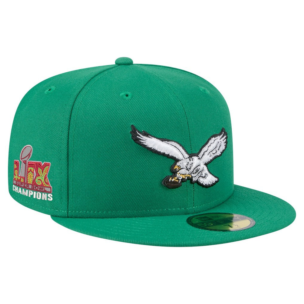 Philadelphia Eagles New Era Super Bowl LIX Champions Historic Side Patch 59FIFTY Fitted Hat - Kelly Green outlet