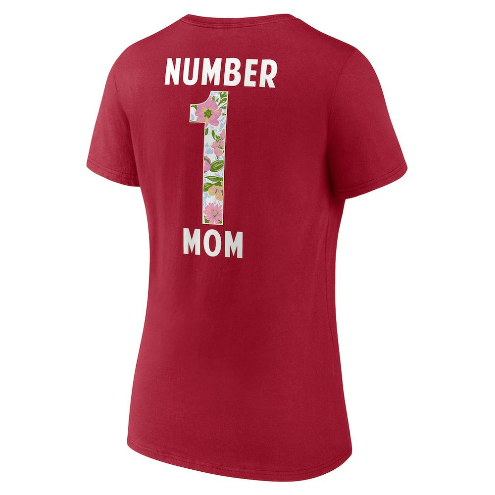 San Francisco 49ers Women's Number 1 Mom Floral V-Neck T-Shirt - Scarlet for sale