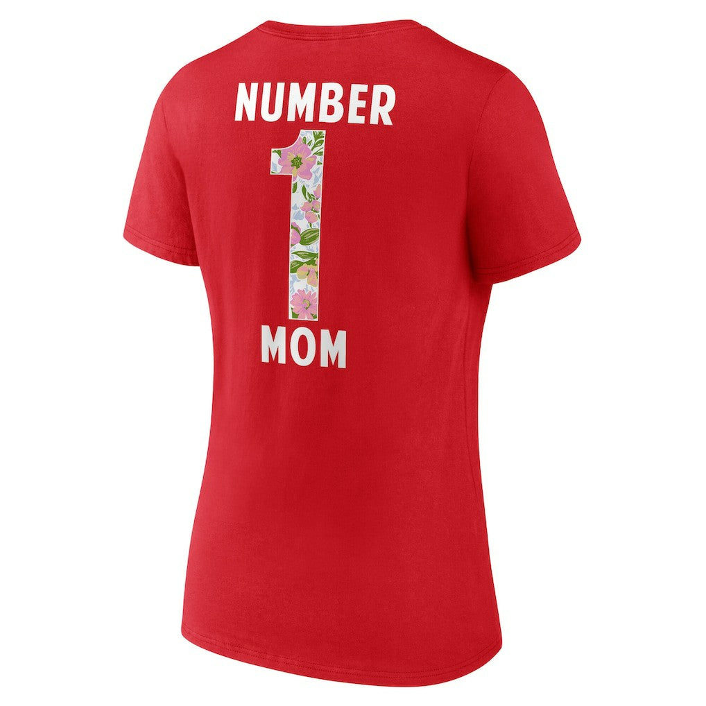 Kansas City Chiefs Women's Number 1 Mom Floral V-Neck T-Shirt - Red cheap