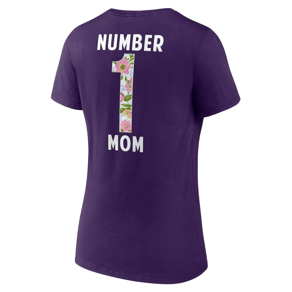 Baltimore Ravens Women's Number 1 Mom Floral V-Neck T-Shirt - Purple on sale