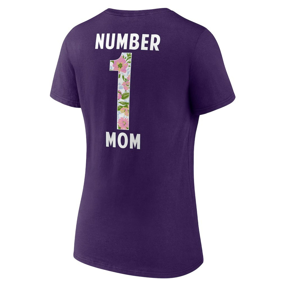 Baltimore Ravens Women's Number 1 Mom Floral V-Neck T-Shirt - Purple on sale
