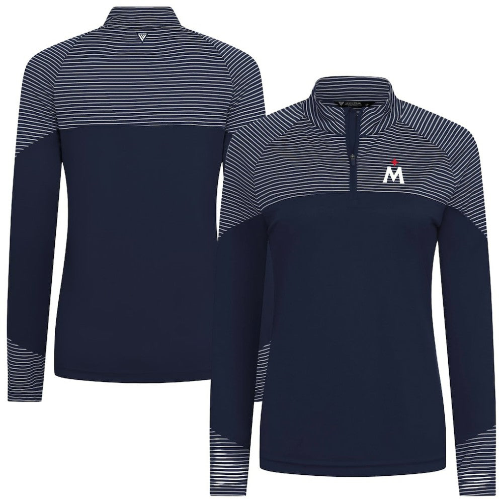 Minnesota Twins Levelwear Women's Classic Stripes Insignia 2.0 Raglan Quarter-Zip Top - Navy
