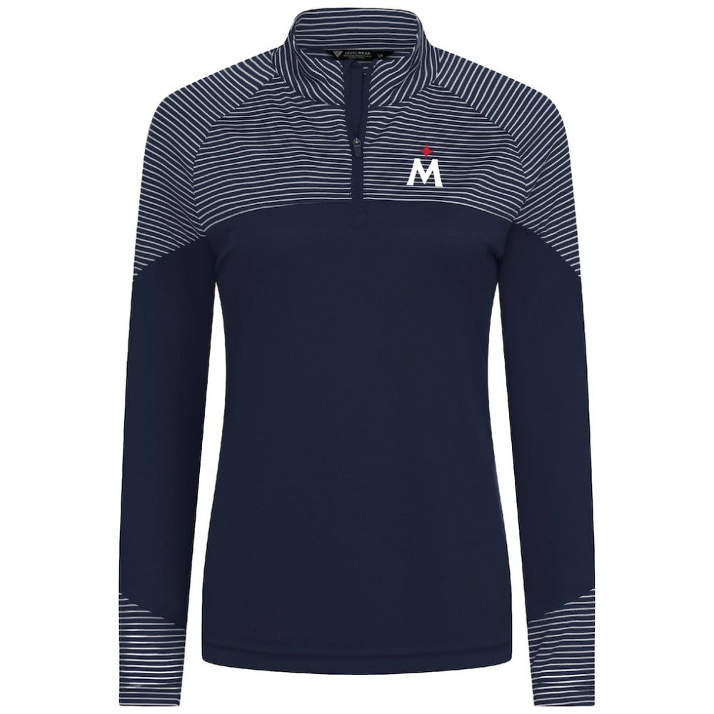 Minnesota Twins Levelwear Women's Classic Stripes Insignia 2.0 Raglan Quarter-Zip Top - Navy