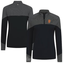 San Francisco Giants Levelwear Women's Classic Stripes Insignia 2.0 Raglan Quarter-Zip Top - Black