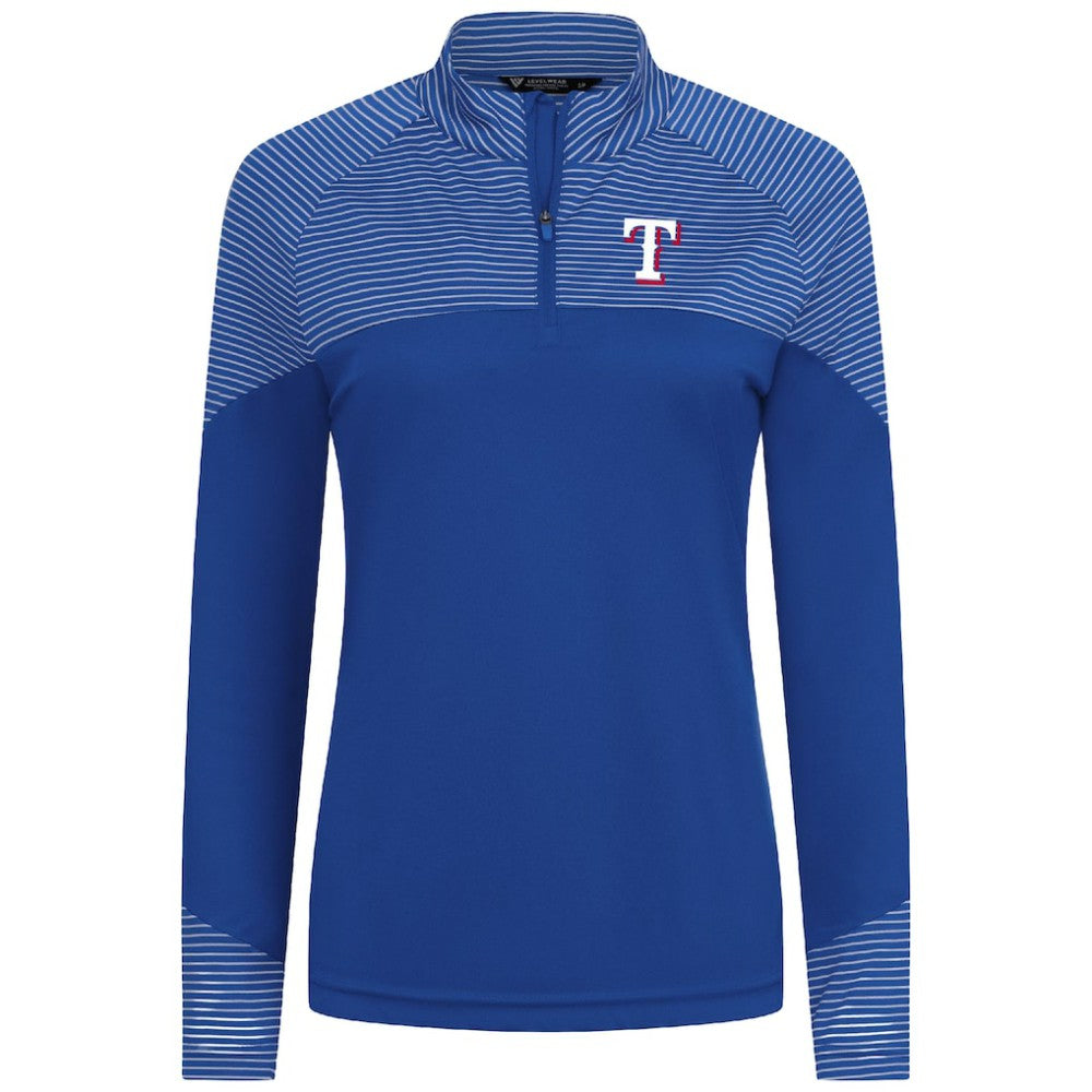 Texas Rangers Levelwear Women's Classic Stripes Insignia 2.0 Raglan Quarter-Zip Top - Royal
