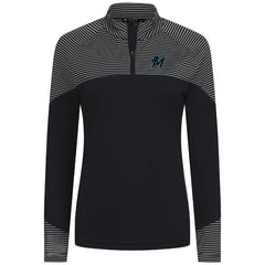 Miami Marlins Levelwear Women's Classic Stripes Insignia 2.0 Raglan Quarter-Zip Top - Black