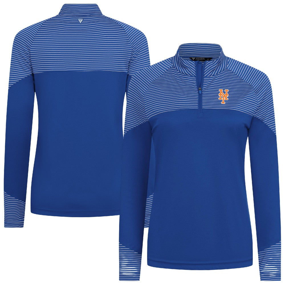 New York Mets Levelwear Women's Classic Stripes Insignia 2.0 Raglan Quarter-Zip Top - Royal