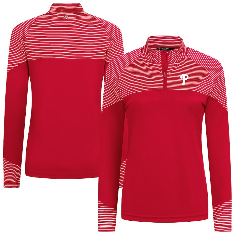 Philadelphia Phillies Levelwear Women's Classic Stripes Insignia 2.0 Raglan Quarter-Zip Top - Red