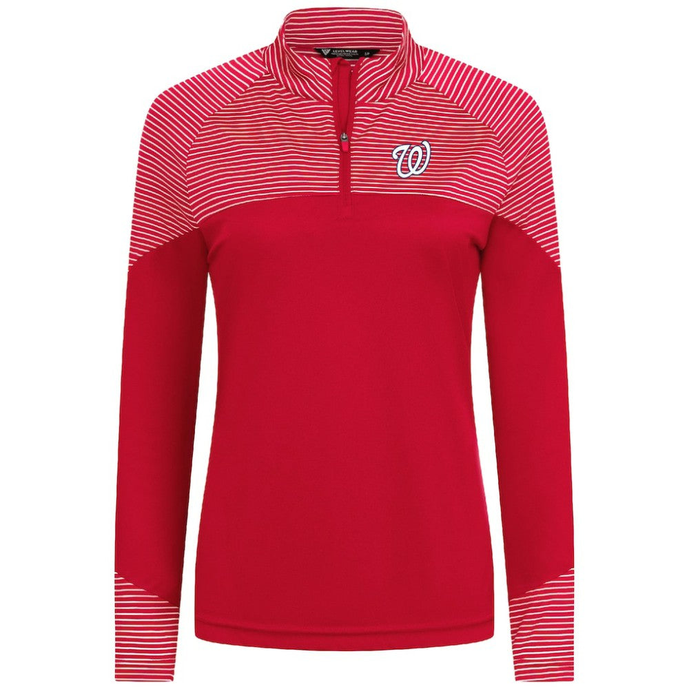 Washington Nationals Levelwear Women's Classic Stripes Insignia 2.0 Raglan Quarter-Zip Top - Red