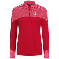 Cincinnati Reds Levelwear Women's Classic Stripes Insignia 2.0 Raglan Quarter-Zip Top - Red