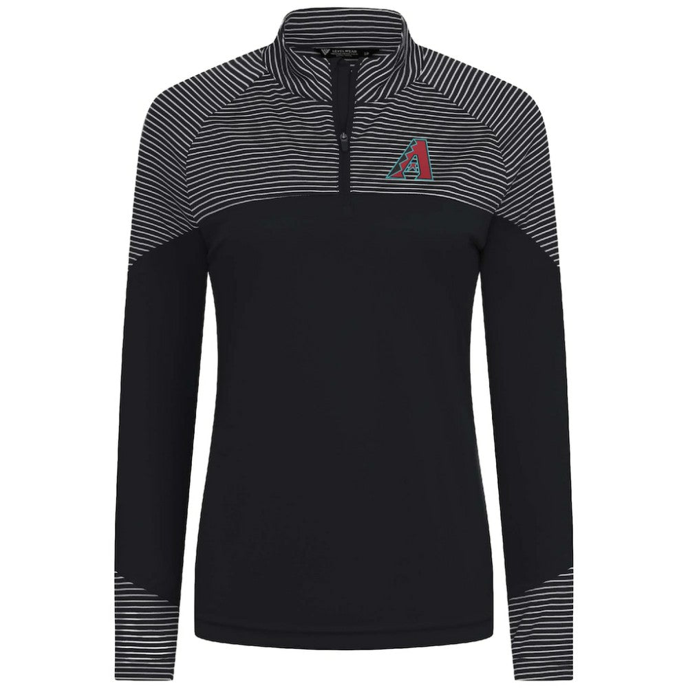 Arizona Diamondbacks Levelwear Women's Classic Stripes Insignia 2.0 Raglan Quarter-Zip Top - Black