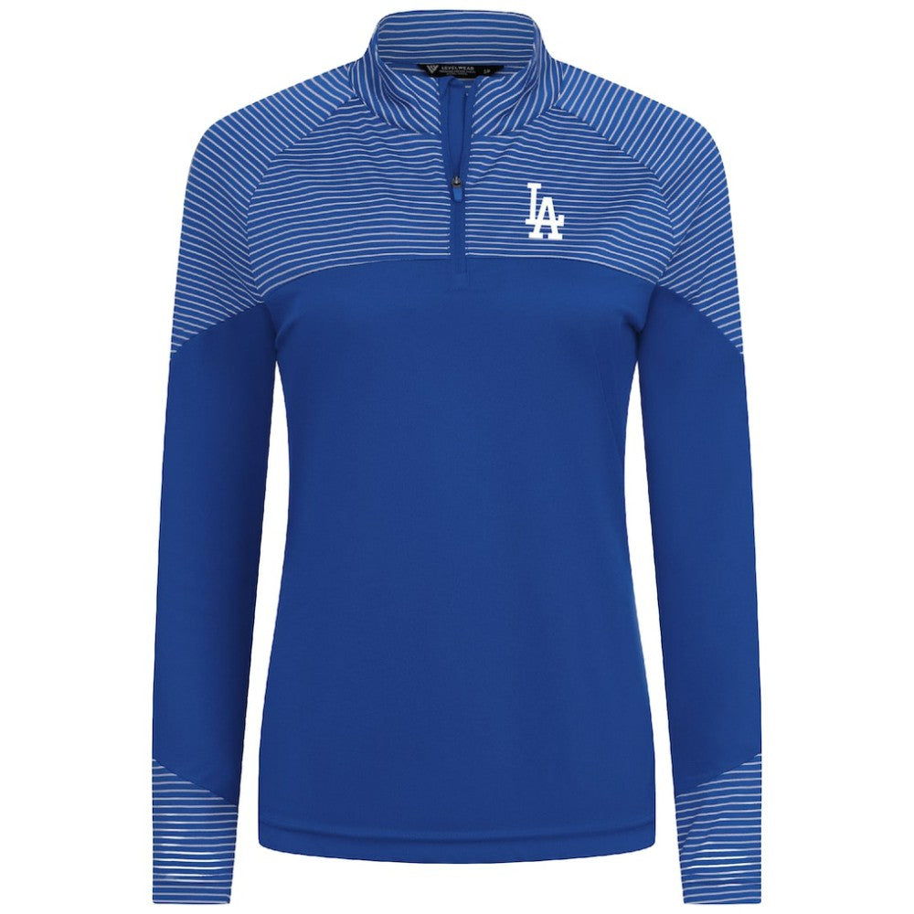 Los Angeles Dodgers Levelwear Women's Classic Stripes Insignia 2.0 Raglan Quarter-Zip Top - Royal
