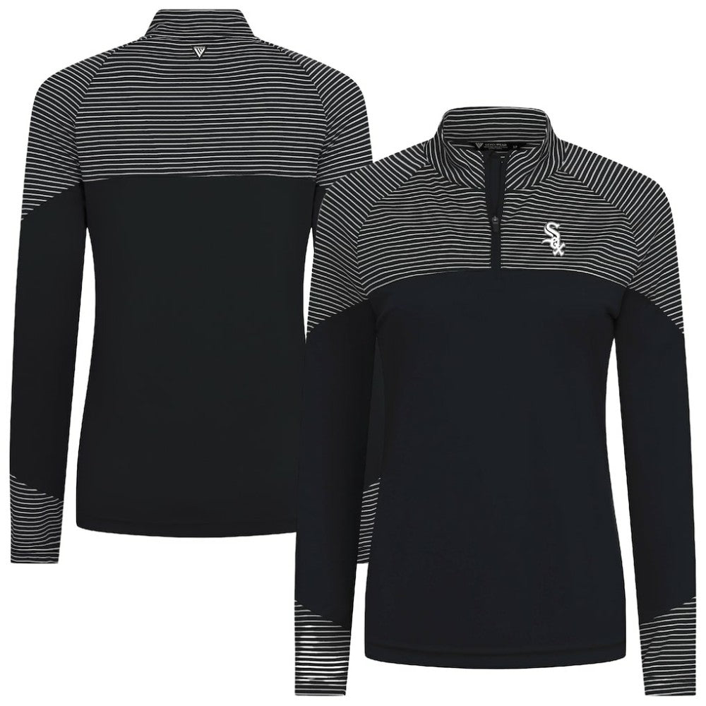 Chicago White Sox Levelwear Women's Classic Stripes Insignia 2.0 Raglan Quarter-Zip Top - Black