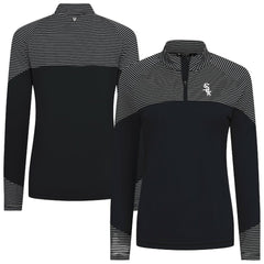 Chicago White Sox Levelwear Women's Classic Stripes Insignia 2.0 Raglan Quarter-Zip Top - Black
