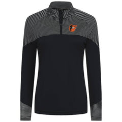Baltimore Orioles Levelwear Women's Classic Stripes Insignia 2.0 Raglan Quarter-Zip Top - Black