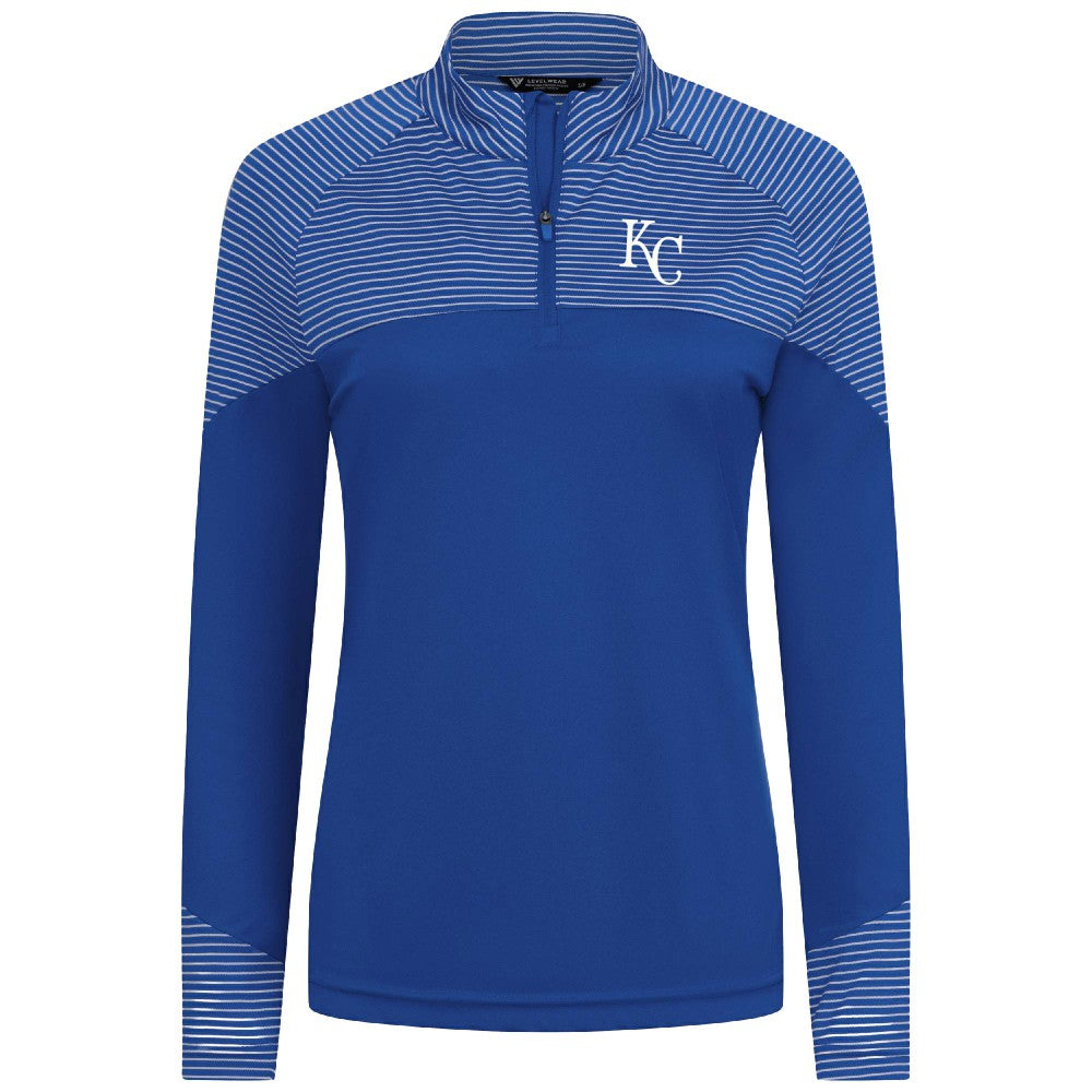 Kansas City Royals Levelwear Women's Classic Stripes Insignia 2.0 Raglan Quarter-Zip Top - Royal