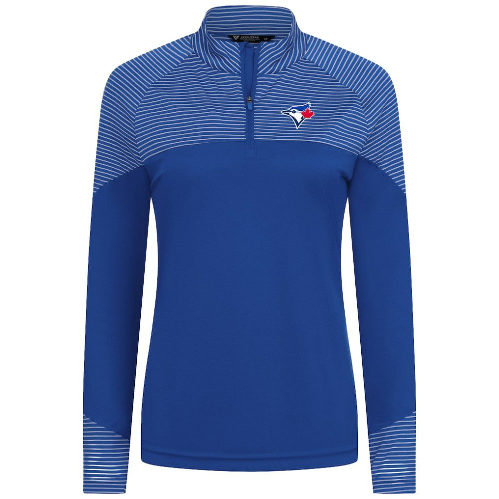 Toronto Blue Jays Levelwear Women's Classic Stripes Insignia 2.0 Raglan Quarter-Zip Top - Royal