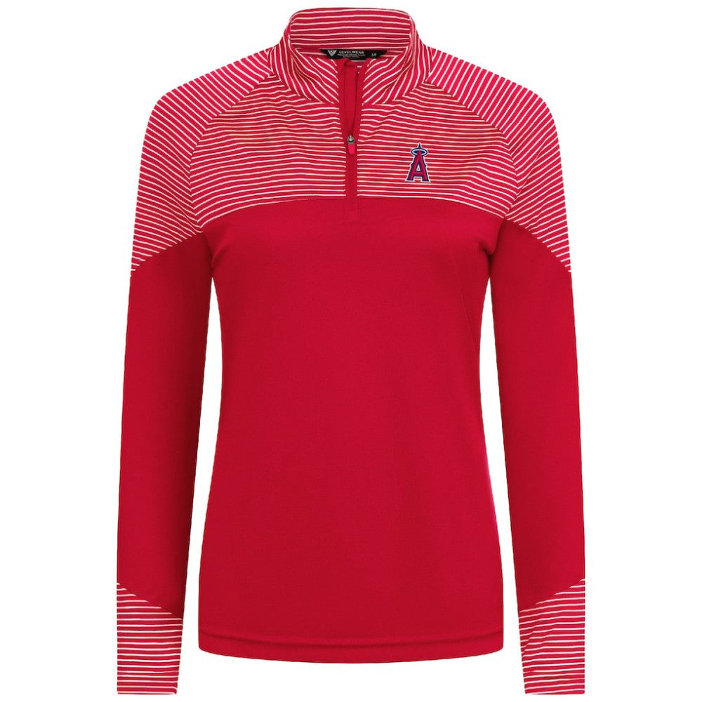 Los Angeles Angels Levelwear Women's Classic Stripes Insignia 2.0 Raglan Quarter-Zip Top - Red