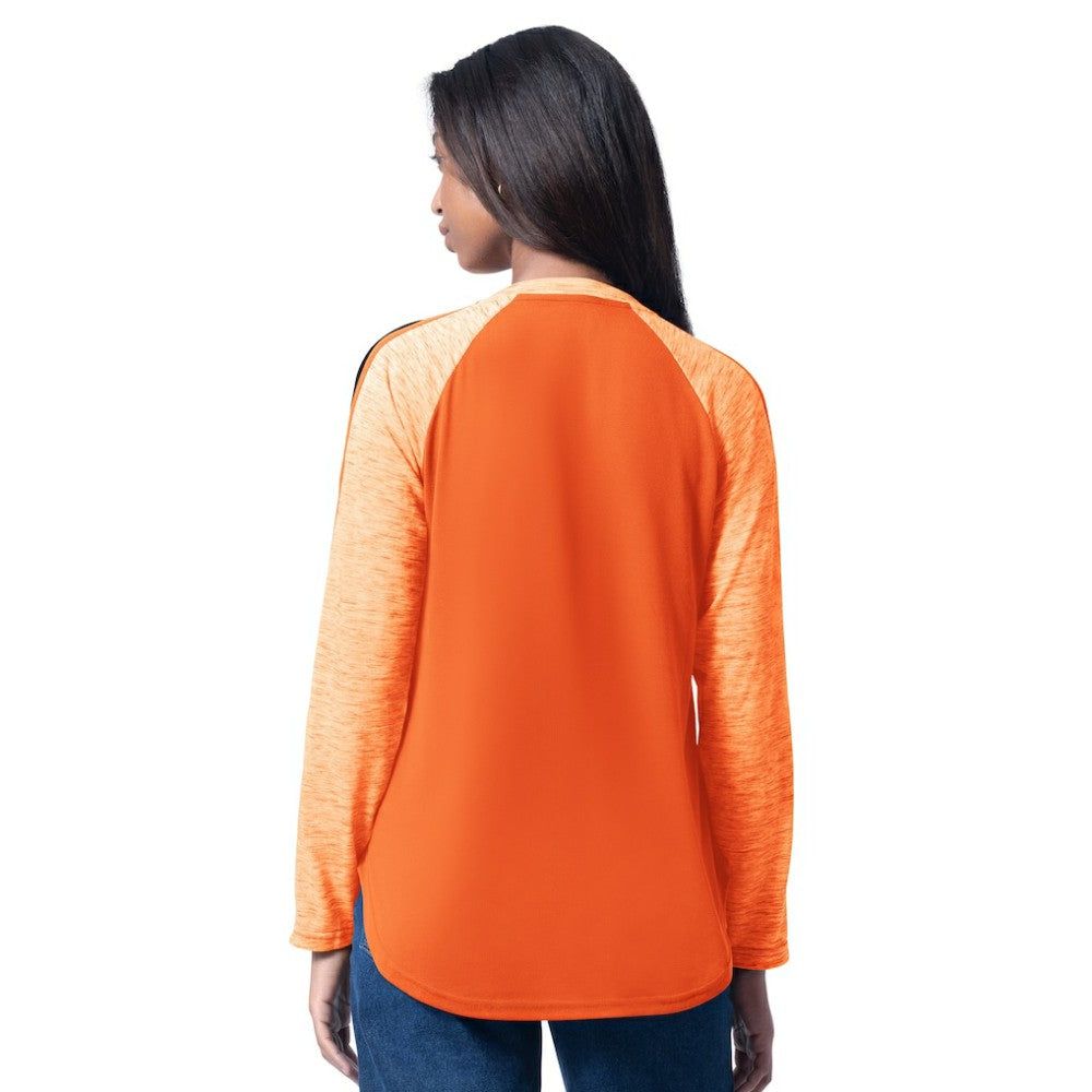 Baltimore Orioles G-III 4Her by Carl Banks Women's Top Dog Raglan Long Sleeve V-Neck T-Shirt - Orange
