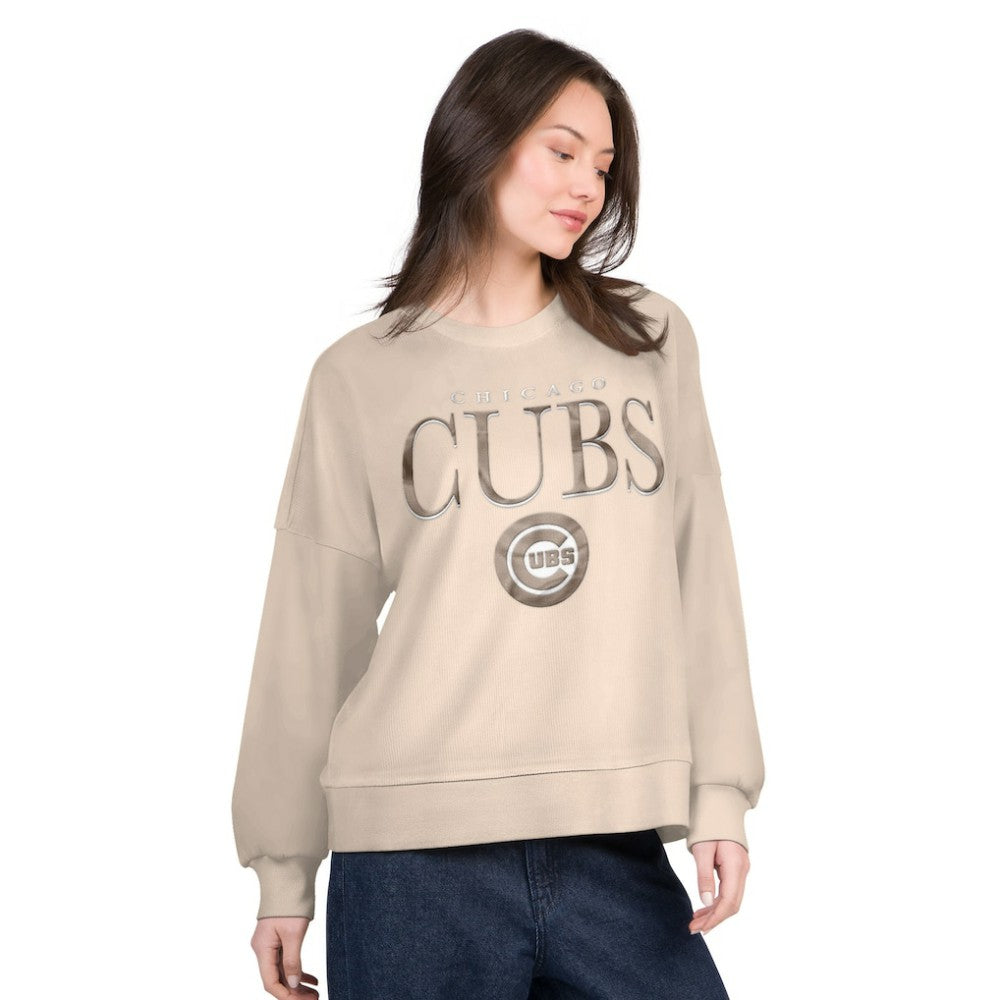 Chicago Cubs G-III 4Her by Carl Banks Women's Oversized Vet II Sweatshirt - Sand