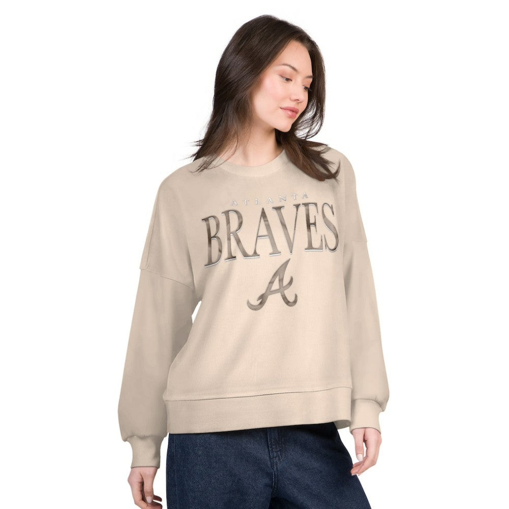 Atlanta Braves G-III 4Her by Carl Banks Women's Oversized Vet II Sweatshirt - Sand