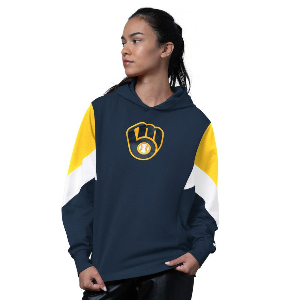 Milwaukee Brewers Starter Women's Scrimmage Pullover Hoodie - Navy