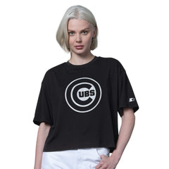 Chicago Cubs Starter Women's Holy Grail Boxy Cropped T-Shirt - Black