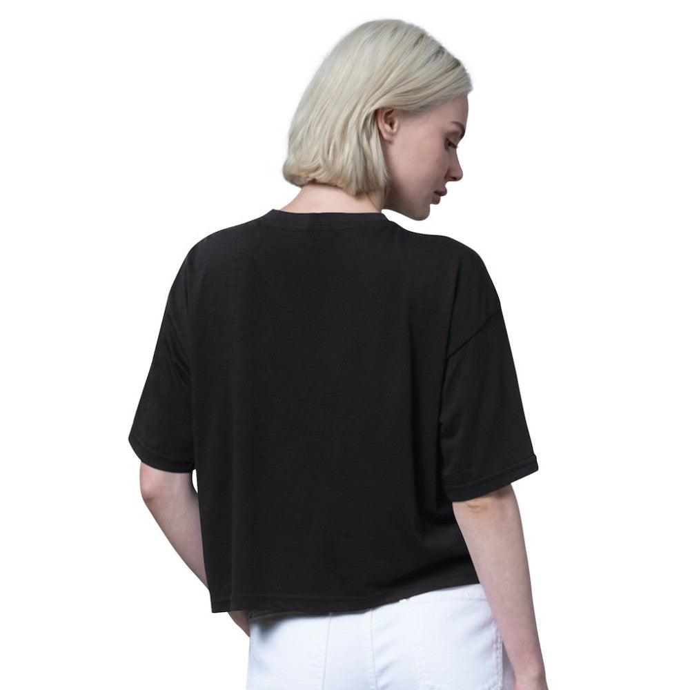 Chicago Cubs Starter Women's Holy Grail Boxy Cropped T-Shirt - Black